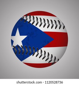 Flag of Puerto Rico in a form of Baseball. Vector EPS 10