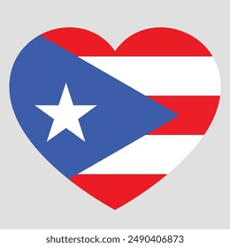 Bandera de Puerto Rico en forma de corazón, símbolo de amor