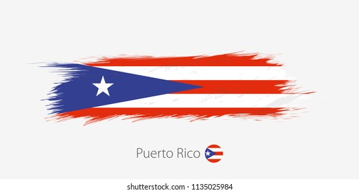 Flag of Puerto Rico, grunge abstract brush stroke on gray background. Vector illustration.