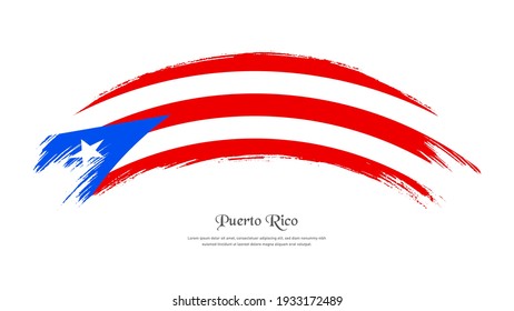 Flag of Puerto Rico in grunge style stain brush with waving effect on isolated white background