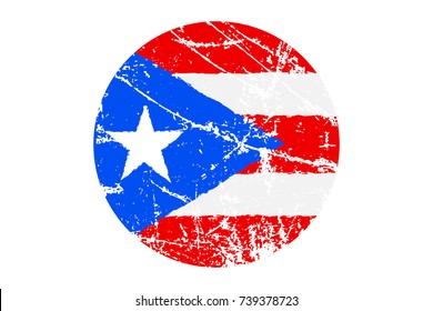 Bandera de Puerto Rico Grunge Style. Mano pintada con pincel. Ilustración vectorial.