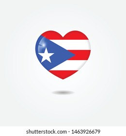 Flag of Puerto Rico heart 3d, Puerto rico flag template design. Vector Eps 10