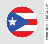 The flag of Puerto Rico. Flag icon. Standard color. Round flag. Computer illustration. Digital illustration. Vector illustration.	
