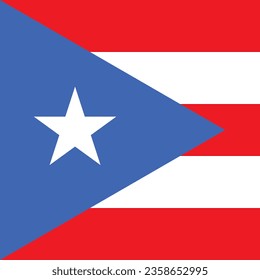 Flag of Puerto Rico. Flag icon. Standard color. A square flag. Computer illustration. Digital illustration. Vector illustration.