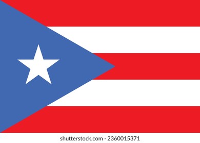 Flag of Puerto Rico. Flag icon. Standard color. Standard size. A rectangular flag. Computer illustration. Digital illustration. Vector illustration.