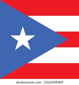 Flag of Puerto Rico. Flag icon. Standard color. A square flag. Computer illustration. Digital illustration. Vector illustration.