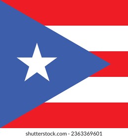 Flag of Puerto Rico. Flag icon. Standard color. A square flag. Computer illustration. Digital illustration. Vector illustration.
