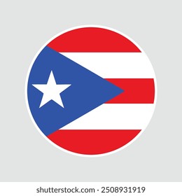 The flag of Puerto Rico. Flag icon. Standard color. Round flag. Computer illustration. Digital illustration. Vector illustration.	
