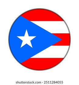 The flag of Puerto Rico. Flag icon. Standard color. Round flag. Computer illustration. Digital illustration. Vector illustration.