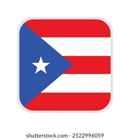 The flag of puerto rico. Flag icon. Standard color. flat vector square with rounded corners. Computer illustration. Digital illustration. Vector illustration	