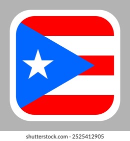 The flag of Puerto Rico. Flag icon. Standard color. flat vector square with rounded corners. Computer illustration. Digital illustration. Vector illustration