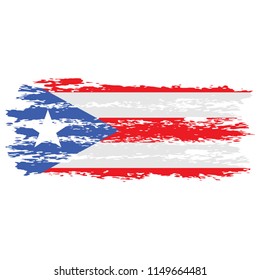 Flag of Puerto Rico  the illustration vector on a white background, brush stroke Design Elements