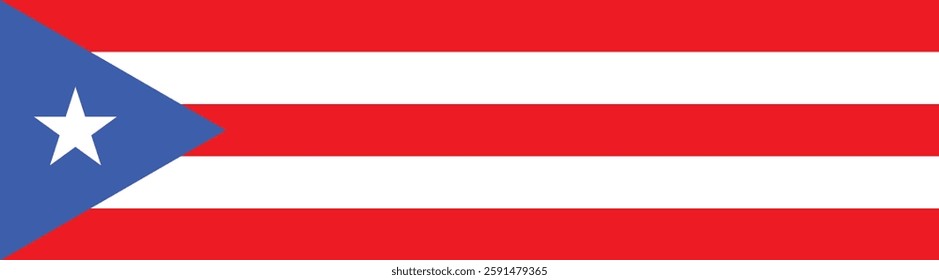 Flag of Puerto Rico. Puerto Rico flag long banner digital vector illustration