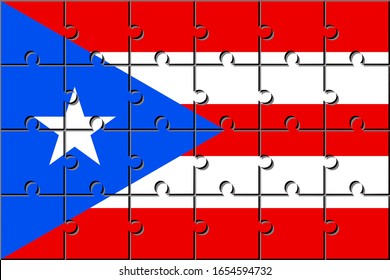 Flag of puerto rico made with jigsaw puzzle pieces