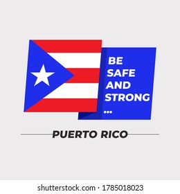 Flag of Puerto Rico : National flag icon with encouraging message isolated on light grey background : Vector Illustration