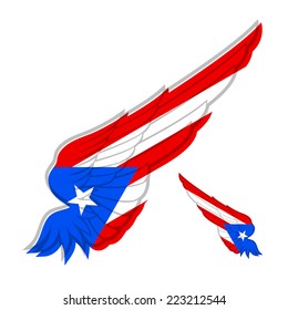 flag of Puerto Rico on abstract Wing and white background. Vector illustration