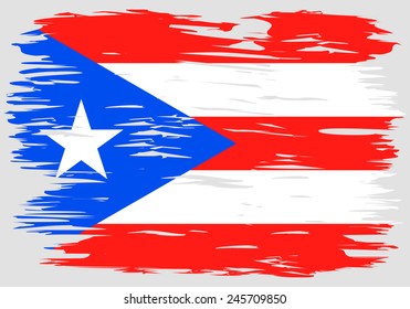 The flag of Puerto Rico. Painted brush colored inks. Symbol Independence Day National Patriotic Travel Country Background Grunge Paint Stock Vector Icon Logo Picture Image Illustration Political