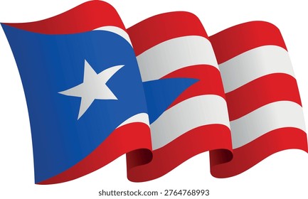 Flag of Puerto Rico. Ribbon style flag that conveys a sense of movement and waving effect. The elegant curves and realistic shading create a sense of motion. Ideal for international projects, travel materials and cultural presentations