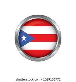 Flag of Puerto Rico as round glossy icon. Button with Puerto Rico flag.isolated, banner vector illustration. Vector illustration eps10.