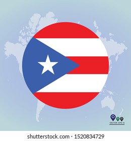 Flag of Puerto Rico Round Glossy Icon. Vector illustration eps 10.