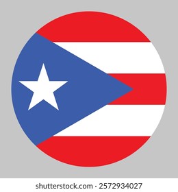 Flag of Puerto Rico round shape, national symbol