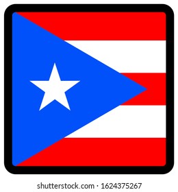 Flag of Puerto Rico in the shape of square with contrasting contour, social media communication sign, patriotism, a button for switching the language on the site, an icon.