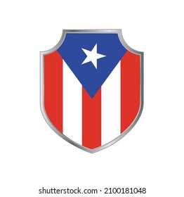 Flagge von Puerto Rico mit silbernem Rahmen