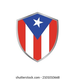 Flag of Puerto Rico with silver frame