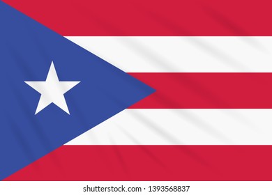 Flag Puerto Rico swaying in wind, realistic vector