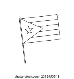 Flag of Puerto Rico. Vector, black and white hand drawn flag.