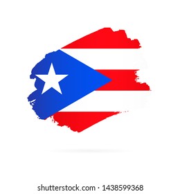 Flag of Puerto Rico. Vector illustration on white background. Brush strokes drawn by hand.