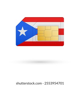 Flag of Puerto Rico. Vector illustration of SIM Card with flag on white background