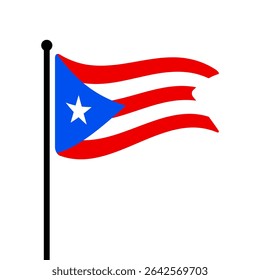 Bandeira de Porto Rico. Design de ícone de ilustração de vetor de bandeira de Porto Rico. Bandeira de mastro flutuante.