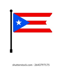 Flag of Puerto Rico. Puerto Rico flag vector illustration icon design. Flagpole flag icon.