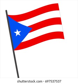 Flag of Puerto Rico , Puerto Rico flag waving isolated vector illustration