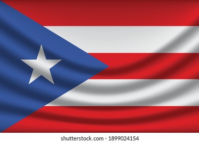 Flag of Puerto Rico,Puerto Rico flag Golden waving isolated vector illustration eps10.