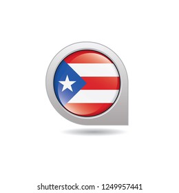 Flag of Puerto-Rico, button with the reflection of light and shadow, gray frame, Icon country. Realistic vector illustration on white background.
