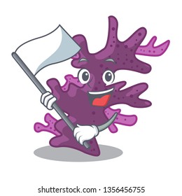 With flag purple coral reef the shape mascot