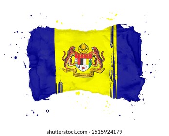 Flag of  Putrajaya,  brush stroke background.  Flag Federal Territory of Putrajaya of Malaysia on white background. Watercolor style for your design, app, UI.  EPS10.