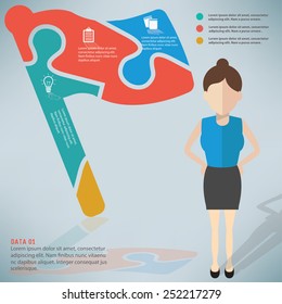 Flag puzzle design,info graphic design and character,clean vector