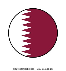 Flag of Qatar. Black edge. Qatar circle flag logo icon computer vector illustration design.