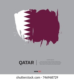 Flag of Qatar with  brush stroke background vector