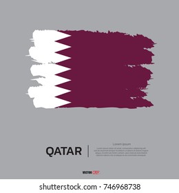 Flag of Qatar with  brush stroke background vector