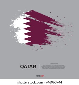Flag of Qatar with  brush stroke background vector