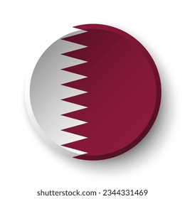 The flag of Qatar. Button flag icon. Standard color. Circle icon flag. 3d illustration. Computer illustration. Digital illustration. Vector illustration.