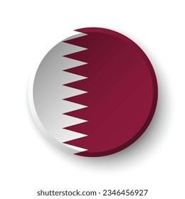 La bandera de Qatar. Icono de indicador de botón. Color estándar. Indicador de icono de círculo. 3 quinquies ilustración. Ilustración del equipo. Ilustración digital. Ilustración vectorial.