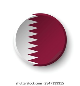 La bandera de Qatar. Icono de indicador de botón. Color estándar. Indicador de icono de círculo. 3 quinquies ilustración. Ilustración del equipo. Ilustración digital. Ilustración vectorial.