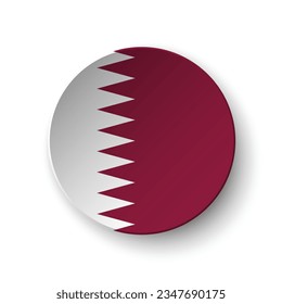 The flag of Qatar. Button flag icon. Standard color. Circle icon flag. 3d illustration. Computer illustration. Digital illustration. Vector illustration.