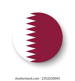 The flag of Qatar. Button flag icon. Standard color. Circle icon flag. 3d illustration. Computer illustration. Digital illustration. Vector illustration.