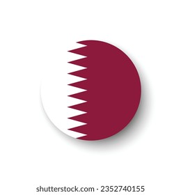 Die Flagge Katars. Button-Flag-Symbol. Standardfarbe. Circle Icon Flag. 3D-Abbildung. Computergrafik. Digitale Illustration. Vektorgrafik.